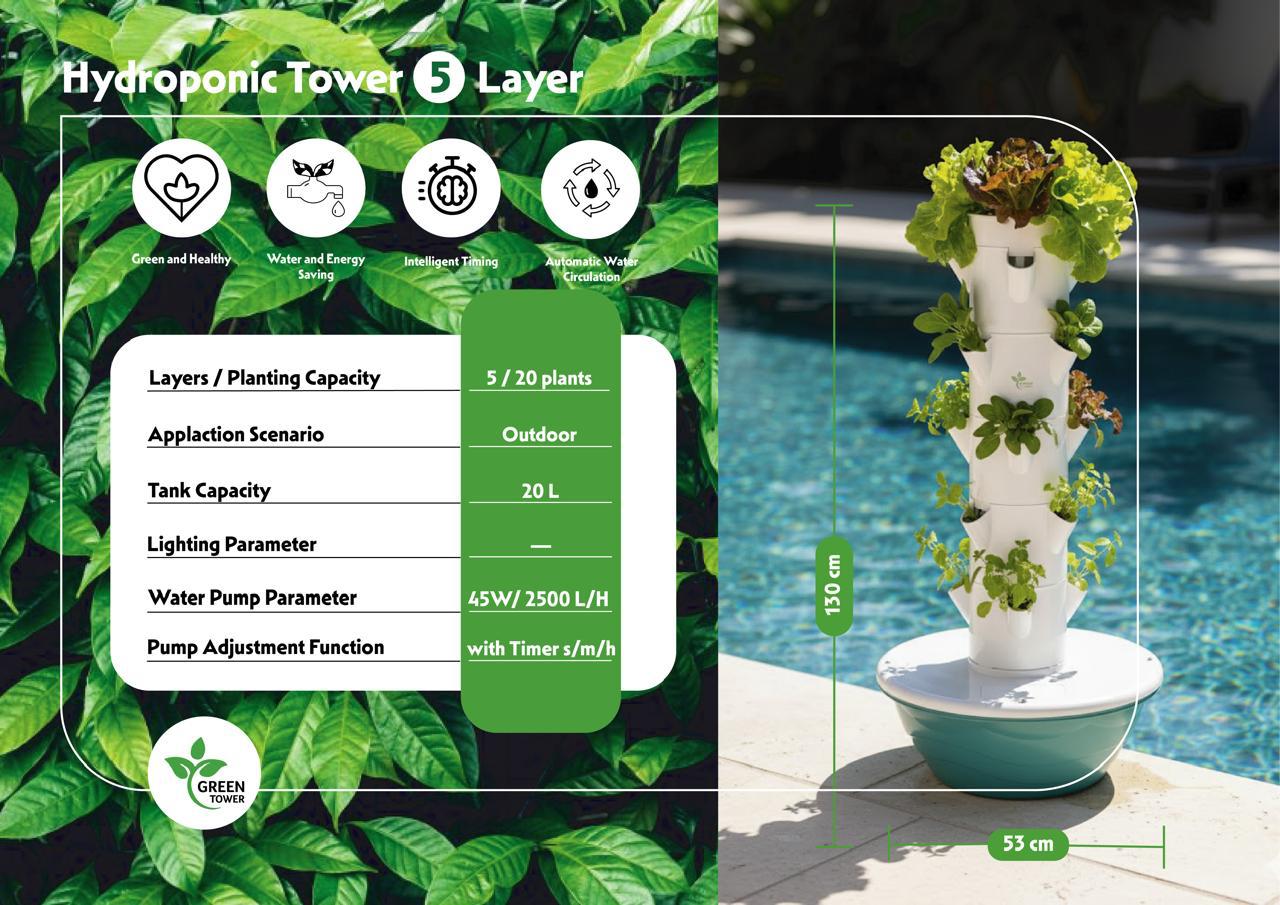 Hydroponics Tower (5 Layer) 20 pods with Led 3
