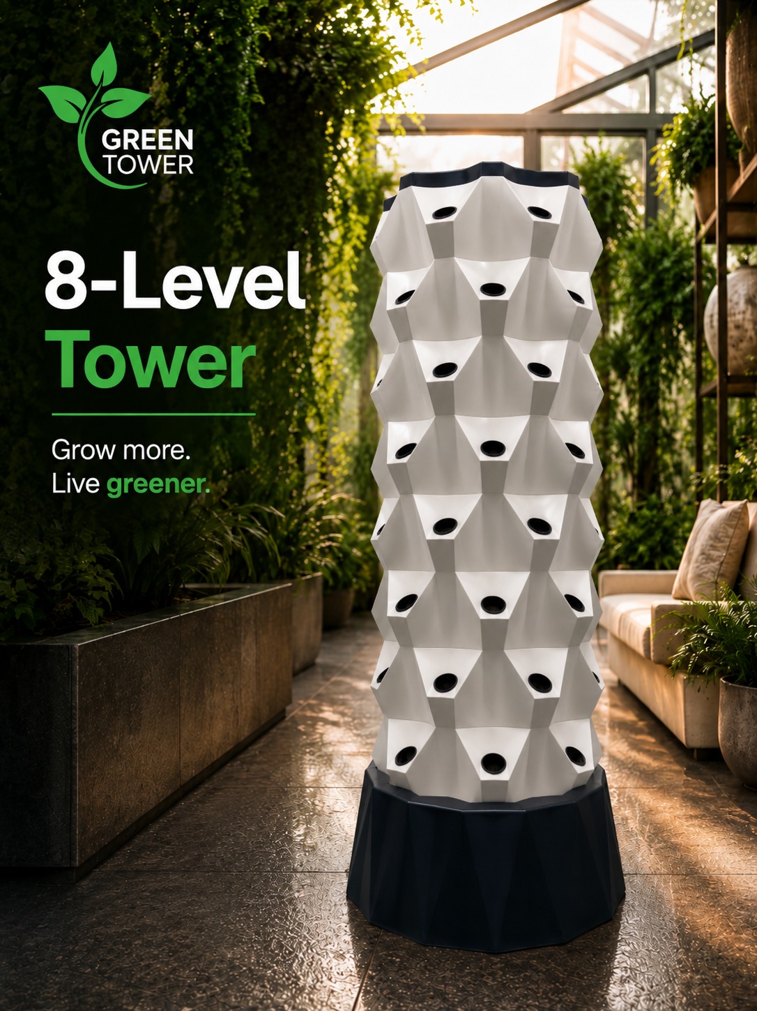 Aeroponic Pineapple Vertical Tower 8 Layer 64 Pods